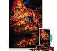 Stained Glass Cat 1000 Pieces Jigsaw Puzzles for Teenagers Boost Memory Stress Release Premium Cut Cherished Gift 38x52cm