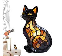 Stained Glass Cat Lamp - 6.69 Inches Resin Stained Resin Cats Tabletop Desk Lamp | Cute Animals Themed Led for Indoor Shelf Apartment Bedroom Bedside Nightstand Bar Christmas