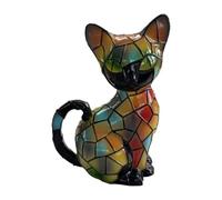 Stained Glass Cat - Resin Table Lamp Sculpture | Cute Pet Theme