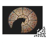 Stained Glass Cat Silhouette Colourful Black Cat Silhouette at Window 1000 Pcs Jigsaws for Adults The Impossible Challenge Brain Development 70x50cm/1000pcs