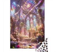 Stained Glass Cathedral Flowers 1000pcs Mini Puzzle For Adults Challenging | 38x26cm Cardboard Living Room Decor Durable Structure Birthday Gift Stress Relief