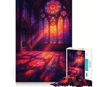 Stained Glass Cathedral Interior Jigsaw Puzzles for Adults 1000 Piece Enhance Recall Leisure Time Exact Edge Festival Gift 38x52cm