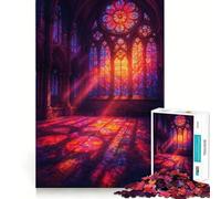 Stained Glass Cathedral Interior Jigsaw Puzzles for Adults 1000 Pieces Mental Logic Toy Gentle Relax Firm Cut Santa Wish List 50x75cm