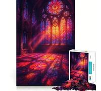 Stained Glass Cathedral Interior Jigsaw Puzzles for Teenagers 1000 Piece Strong Logic Toy Stress Release Clear Edge Classic Gift 38x26cm