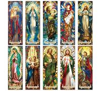 Stained Glass Catholic Bookmark Gifts - Wxiben 20 Pcs Christian Religious Transparent PVC Bookmark Catholic Saints Jesus Book Mark Page Clips for Women Men Book Lovers Church Sunday School Gifts