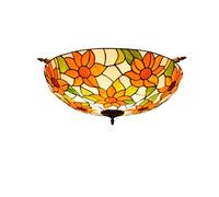 Stained Glass Ceiling Lighting 65CM Creative Sun Flower Tiffany Color Glass Ceiling lamp Living Room Restaurant Bar Bedroom Art Semi-Ceiling Lamp