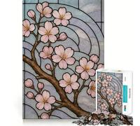 Stained Glass Cherry Blossom Branch Jigsaw Puzzles for Adults 1000 Pieces Pure Logic Toy Stress Free Sharp Cut Santa Wish Item 38x26cm