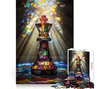 Stained Glass Chess King 1000 Pieces Jigsaw Puzzles for Adults Thought Toy Calming Play Precise Edge Heartfelt Gift 50x75cm