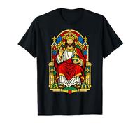 Stained Glass Christ The King Enthroned Sacred Art Icon T-Shirt