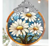 Stained Glass Christmas Ornament, Jocidea Daisy Christmas Decorations, Christmas Tree Ornament, Daisy Lovers Gifts, Holiday Decor and Xmas Gifts Ideas