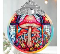 Stained Glass Christmas Ornament, Jocidea Mushroom Christmas Decorations, Christmas Tree Ornament, Mushroom Lovers Gifts, Holiday Decor and Xmas Gifts Ideas