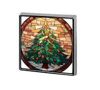Stained Glass Christmas Tree Unisex Brooches & Pins Square Lightweight Lapel Badge Jewelry for Clothing Shawl Hat