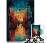 Stained Glass City 1000 Piece Jigsaw Puzzles for Adults,Stress Reliever Difficult Challenge Deal As Gifts for The Whole Family 75x50cm