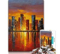 Stained Glass City Jigsaw Puzzles for Adults Teenagers Jigsaws Puzzle,Help The Brain Exercise Addictive Toys to Cultivate Patience A Work of Art (50x75cm)