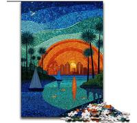 Stained Glass City Puzzles for Adults Teens 1000pc Puzzle, Challenging Game And Family Play Artists Collection, Fine Art for Age 14 Years Up (26x38cm)