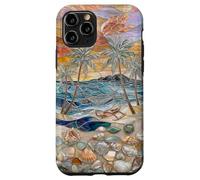 Stained Glass Coastal Seashell Palm Tree Art Case for iPhone 11 Pro