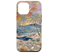 Stained Glass Coastal Seashell Palm Tree Art Case for iPhone 12 Pro Max