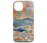 Stained Glass Coastal Seashell Palm Tree Art Case for iPhone 13