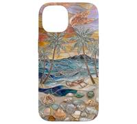 Stained Glass Coastal Seashell Palm Tree Art Case for iPhone 14