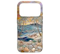 Stained Glass Coastal Seashell Palm Tree Art Case for iPhone 17 Pro
