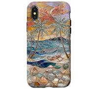 Stained Glass Coastal Seashell Palm Tree Art Case for iPhone X/XS