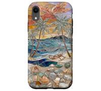 Stained Glass Coastal Seashell Palm Tree Art Case for iPhone XR
