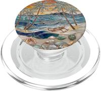 Stained Glass Coastal Seashell Palm Tree Art PopSockets PopGrip for MagSafe
