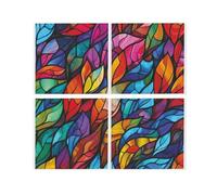 Stained Glass Coaster Set - Colourful Square Non-Slip Drinks Coasters Gift - Set of 4