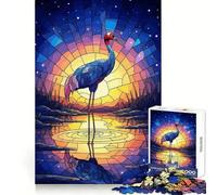 Stained Glass Crane at Sunset 1000 Piece Jigsaws for Adults Puzzle Intellect Toy Relaxing Fun Quality Cut Fine Art Piece (38x52cm)