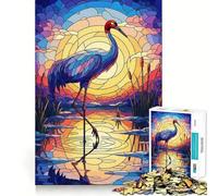 Stained Glass Crane at Sunset 1000 Piece Jigsaws for Teenagers Puzzle Brain Workout Toy Calm Escape Art Assembly Thoughtful Gift (50x75cm)