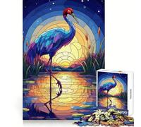 Stained Glass Crane at Sunset 1000 Pieces Jigsaws Adults Puzzles Gifts Strengthen Recall Serene Time Quality Edge Santa Wish Item (38x52cm)