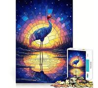 Stained Glass Crane at Sunset 1000 Pieces Puzzles for Teenagers Boost Recall Relaxing Fun Accurate Edge Thoughtful Gift (50x75cm)