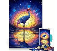 Stained Glass Crane at Sunset Jigsaw Puzzles 1000 Pieces for Adults Reason Skill Toy Calm Relax Exact Cut Heartfelt Gift (38x26cm)