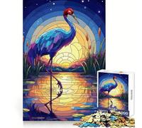 Stained Glass Crane at Sunset Teenagers Puzzles 1000 Piece Jigsaws Boost Recall Relax Time Accurate Edge Amazing Present (50x75cm)