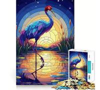 Stained Glass Crane at Sunset Teenagers Puzzles 1000 Piece Jigsaws Boost Recall Relax Time Accurate Edge Amazing Present (50x75cm)