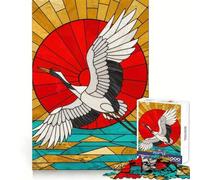 Stained Glass Crane Flying Over Water 1000 Piece Jigsaw Puzzle for Teenagers Smart Game Relaxed Mind Pattern Assembly Santa Wish List (38x52cm)