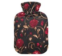 Stained Glass Crimson Cute hot Water Bottle with Soft Cover, 2L hot compresses for The Body for Sore Muscle, Menstrual Cramps, compresas calientes para el vientre