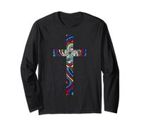 Stained Glass Cross Christian Christmas Christianity Long Sleeve T-Shirt