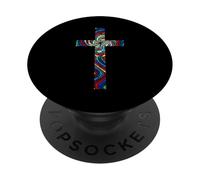 Stained Glass Cross Christian Christmas Christianity PopSockets Adhesive PopGrip
