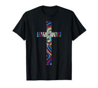 Stained Glass Cross Christian Christmas Christianity T-Shirt