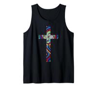 Stained Glass Cross Christian Christmas Christianity Tank Top