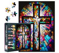 Stained Glass Cross Jigsaw Puzzles for Adults 1000, Christian Difficult Family Puzzle Educational Games, Jesus Christ Challenging Puzzles for Adults Men & Women Gift (27.5"x19.7")