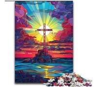 Stained Glass Cross Puzzles for Adults And Teenagers, Challenging Game Gifts for Is Ideal As A Gift for The Whole Family (26x38cm)