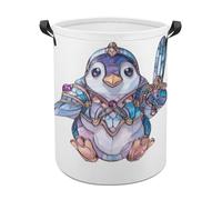 Stained Glass Cute Heroic Penguin Laundry Baskets Laundry Hamper Waterproof Foldable Storage Bin Dirty Clothes Laundry Basket for Living Room Bathroom