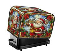 Stained Glass Cute Santa Claus Toaster Cover 2 Slice Dust Cover for Bread Machine,Small Kitchen Appliance