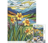 Stained Glass Daffodils 1000 Pieces Jigsaw Puzzles for Teenagers Boost Cognitive Clarity And Sharpness Mindful Calm Play Enjoyment (50x75cm)