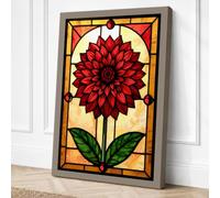 Stained Glass Dahlia Canvas Wall Art Print 24x16 Inch