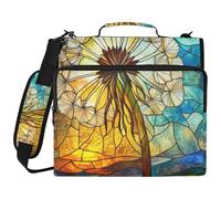 Stained Glass Dandelion 1.5-Inch 3-Ringing Office Binder Organizer with Shoulder Strap Easy to Carry Document Organizer for Middle Student Organizadores de suministros escolares