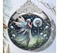 Stained Glass Dandelion Fairy Christmas Ornament - Holiday Home Decor - Tree Decoration - Gift Exchange Present Ideas
