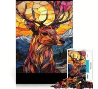 Stained Glass Deer 1000 Piece Jigsaw Puzzle for Teenagers Reason Skill Toy Stress Free Exact Cut Lovely Present (50x75cm)